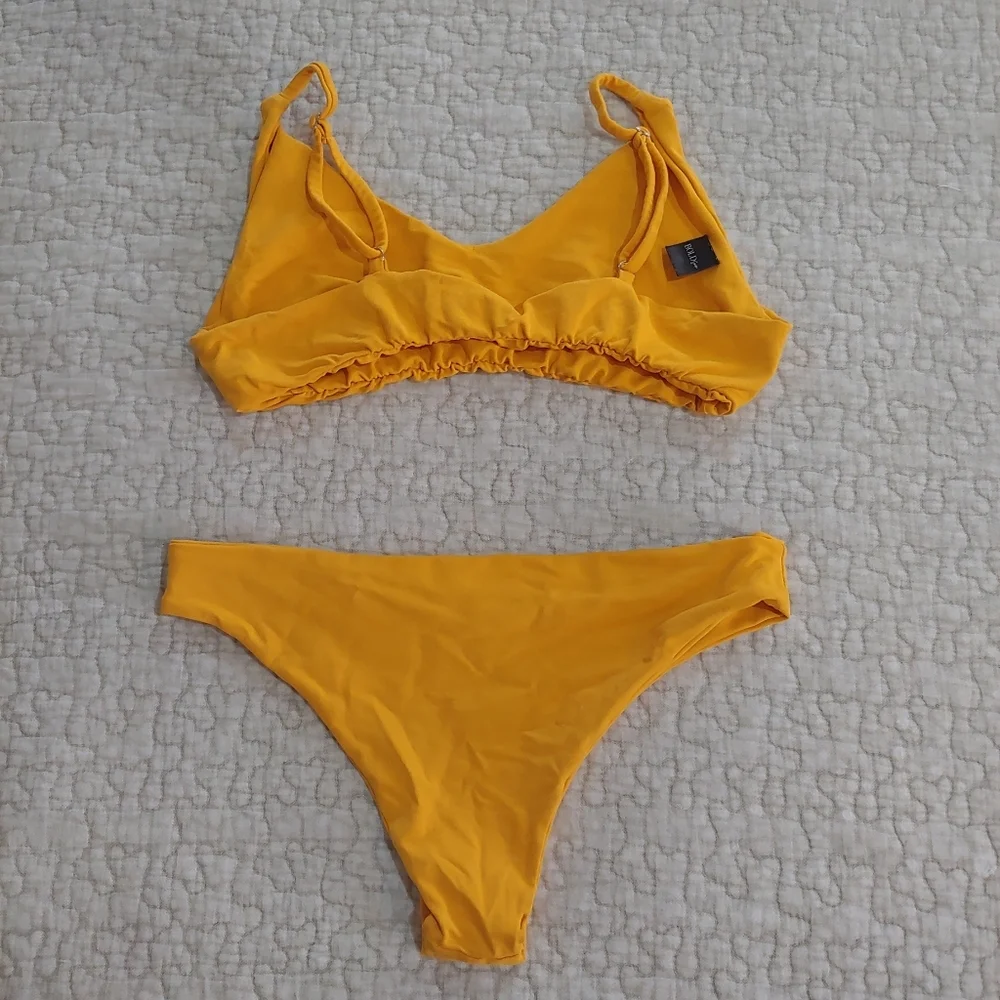 Bold Swim Bralette Bikini, Women's Size Small, Neon Orange